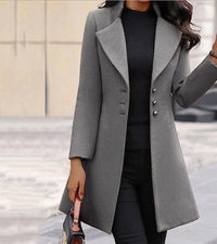 Veda | Damen Trenchcoat Schwarz | Lange Mantel in Dunkelgrau