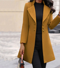Veda | Damen Trenchcoat Schwarz | Lange Mantel in Gelb