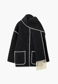 Hedi | Damen Schwarze Übergangsjacke | Wintermantel in Schwarz und weiß