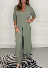 Frauke | Damen Sommer Outfit | Zweiteiler Set in Grün