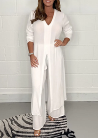 Frauke | Damen Sommer Outfit | Zweiteiler Set in Weiß