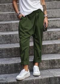 Zenzi | Damen Baggy Hose | Leichte in Armeegrün