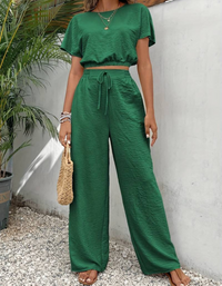 Ysabella | Damen Sommer Outfit | Moderne in Dunkelgrün
