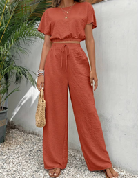 Ysabella | Damen Sommer Outfit | Moderne in Rot orange