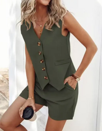 Melinda | Damen Sommer Outfit | Zweiteiler Set in Grün
