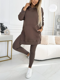 Florence | Damen Elegant Hausanzuge | Zweiteiler Set in Kaffee