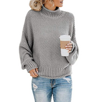 Dori | Damen Stehkragen Pullover | Ausgefallene in Grau