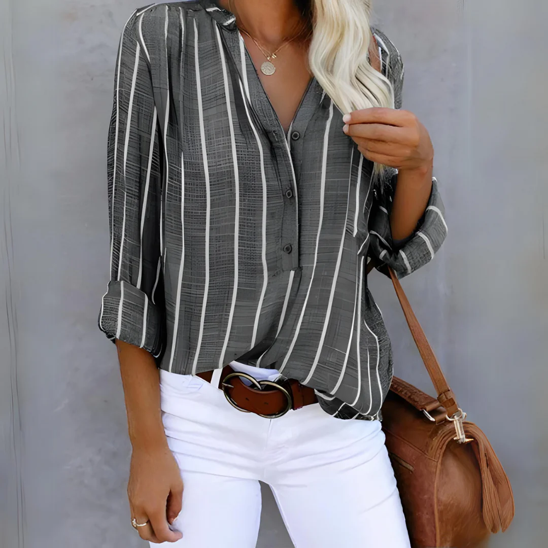 Ramona | Damen Langarm Bluse | Gestreift shirt