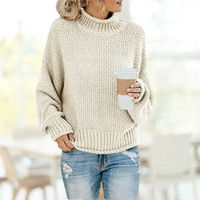 Manuela | Damen Strick Pullover | Stehkragen in Beige
