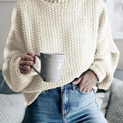 Manuela | Damen Strick Pullover | Stehkragen