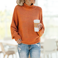 Manuela | Damen Strick Pullover | Stehkragen in Orange