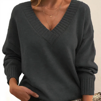 Gunnel | Damen Strick Pullover | Sweater in Dunkelgrau
