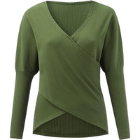 Thesa | Damen Strickpullover | V-Ausschnitt in Grün