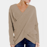 Thesa | Damen Strickpullover | V-Ausschnitt in Khaki