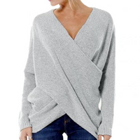 Thesa | Damen Strickpullover | V-Ausschnitt in Grau