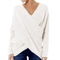 Thesa | Damen Strickpullover | V-Ausschnitt in Weiß