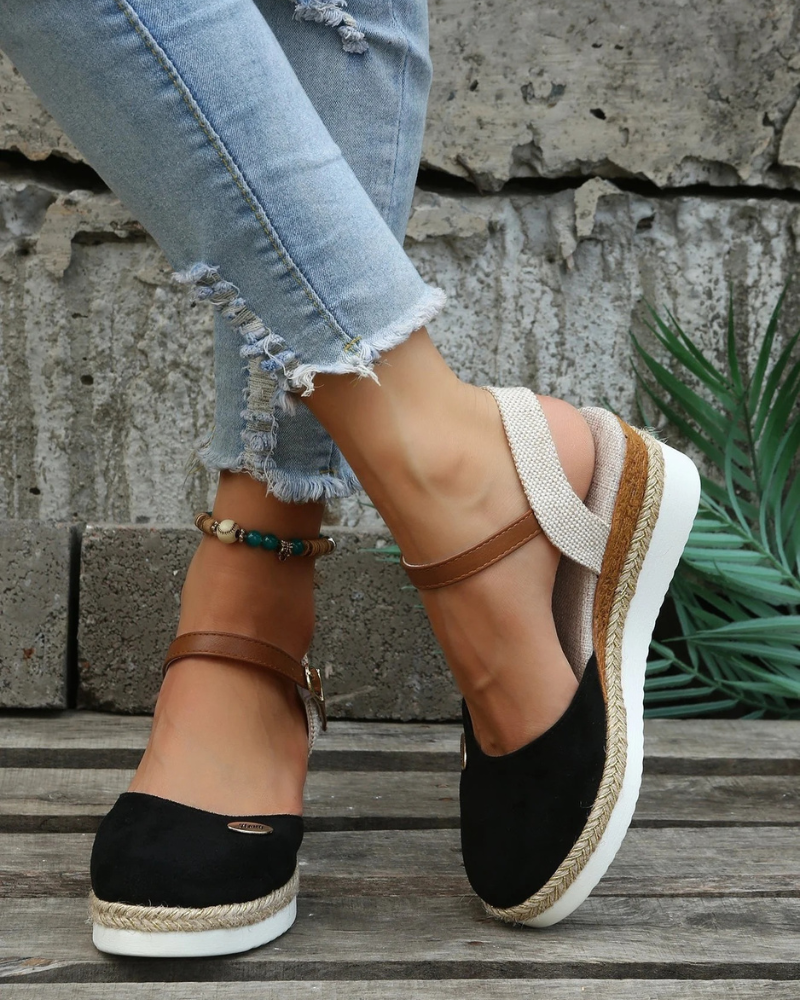 Damen stylische Sommer-Espadrilles | Plateau