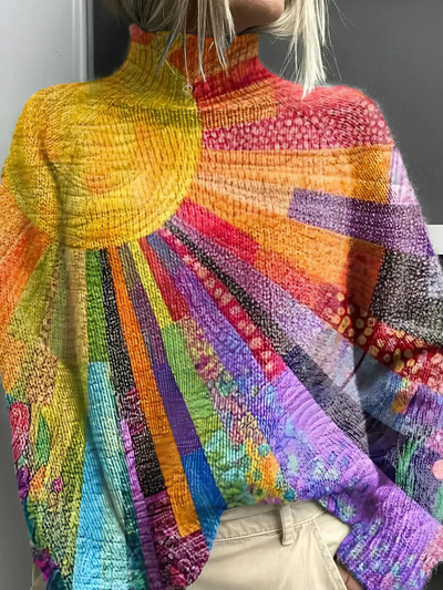 Damen stylischer lebendiger Pullover | Rollkragen