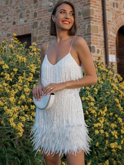 Damen stylisches Fransen-Cocktailkleid | Mini