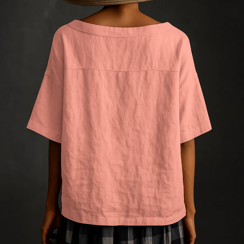 Damen stylisches lockeres Hemd | Kurzarm