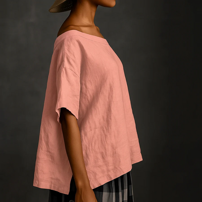 Damen stylisches lockeres Hemd | Kurzarm