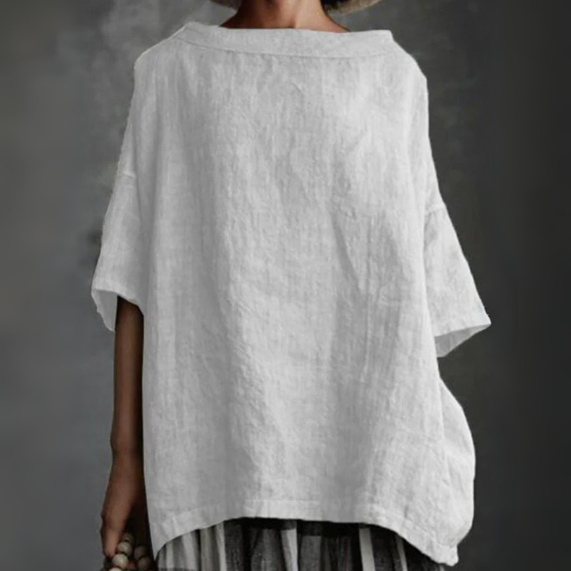 Damen stylisches lockeres Hemd | Kurzarm