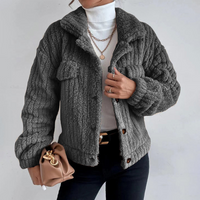 Teddy Damen Jacke Kurz | Elegant Warm in Grau