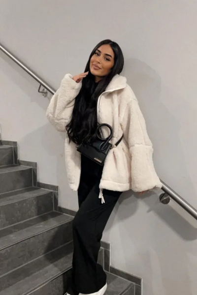 Athena | Damen Teddy Jacke | Weiß