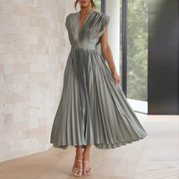 Erika | Damen V-Ausschnitt Maxikleid | Festlich in Olive