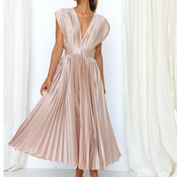 Erika | Damen V-Ausschnitt Maxikleid | Festlich in Champagner