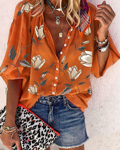 Damen Vintage bunte Bluse | Bedrucken