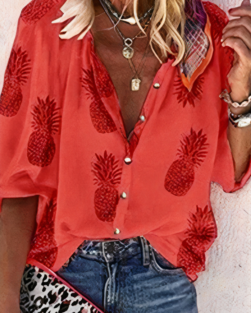 Damen Vintage bunte Bluse | Bedrucken