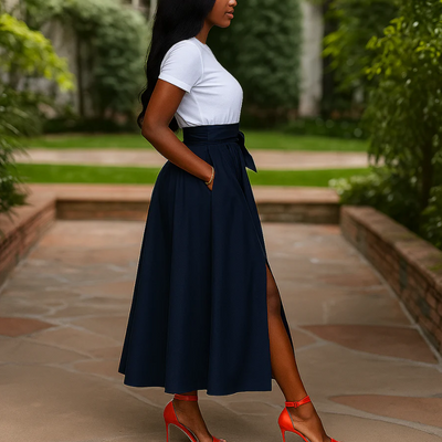 Damen Vintage Eleganter Maxirock | Lang