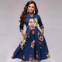 Felize | Damen Elegant Partykleid | Midi in Marineblau
