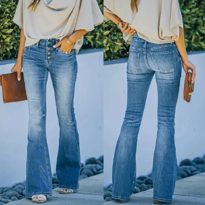 Damen Vintage-Schlagjeans | Knopf