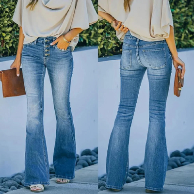 Damen Vintage-Schlagjeans | Knopf