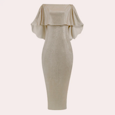 Damen Vintage schulterfreies Paillettenkleid | Maxi