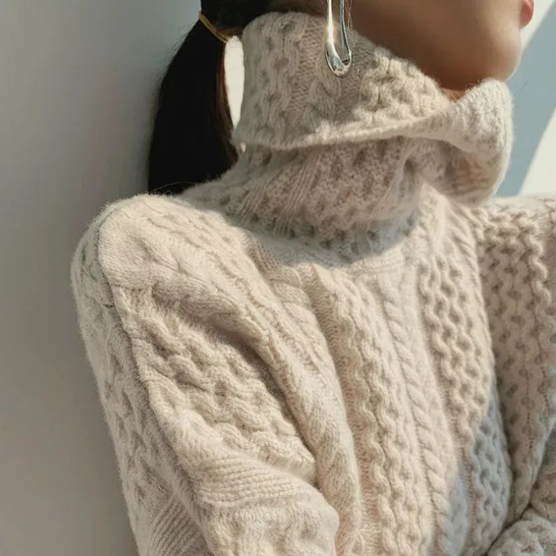 Damen Vintage-Strickpullover | Rollkragen