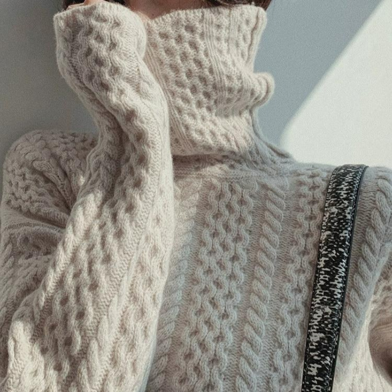 Damen Vintage-Strickpullover | Rollkragen