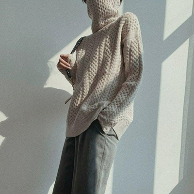 Damen Vintage-Strickpullover | Rollkragen