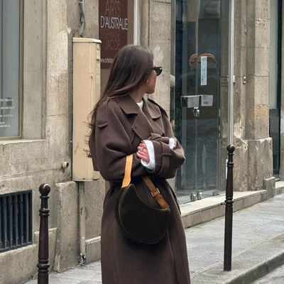 Damen Vintage-Trenchcoat mit Gürtel | Lang