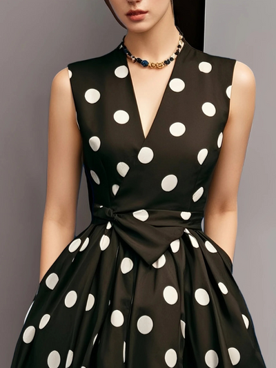 Damen Vintage-Wickelkleid mit Polka-Dots | Midi