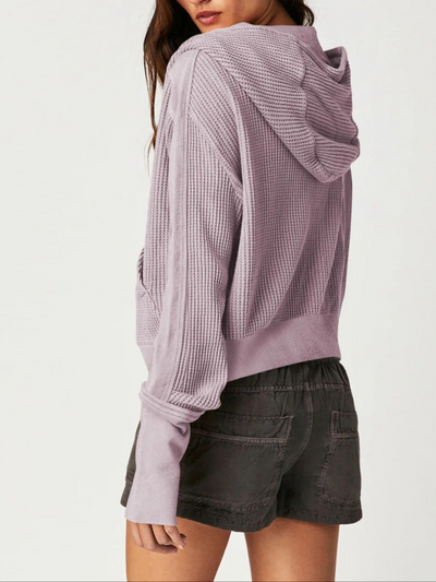 Damen stylische Waffel-Kapuzenjacke | Leichte