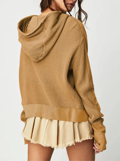 Damen stylische Waffel-Kapuzenjacke | Leichte