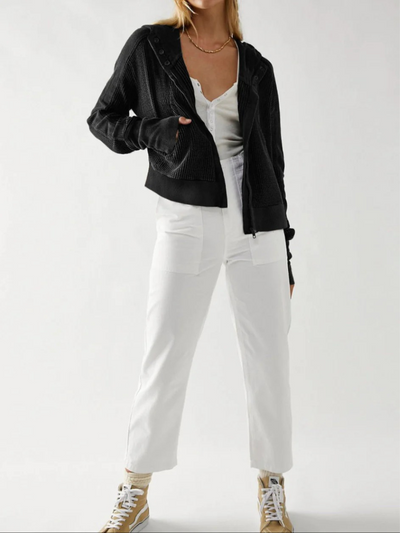 Damen stylische Waffel-Kapuzenjacke | Leichte