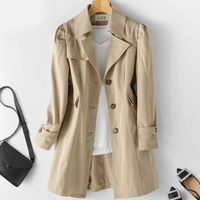 Lisa | Damen Warme Trenchcoat | Wasserdichte in Khaki