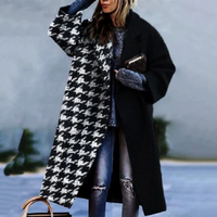 Gisela | Damen Warme Winterjacke | Lange Mantel in Schwarz