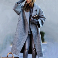 Gisela | Damen Warme Winterjacke | Lange Mantel in Grå
