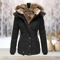 Zita | Damen Warme Winterjacke | Lange Mantel in Schwarz