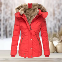 Zita | Damen Warme Winterjacke | Lange Mantel in Rot